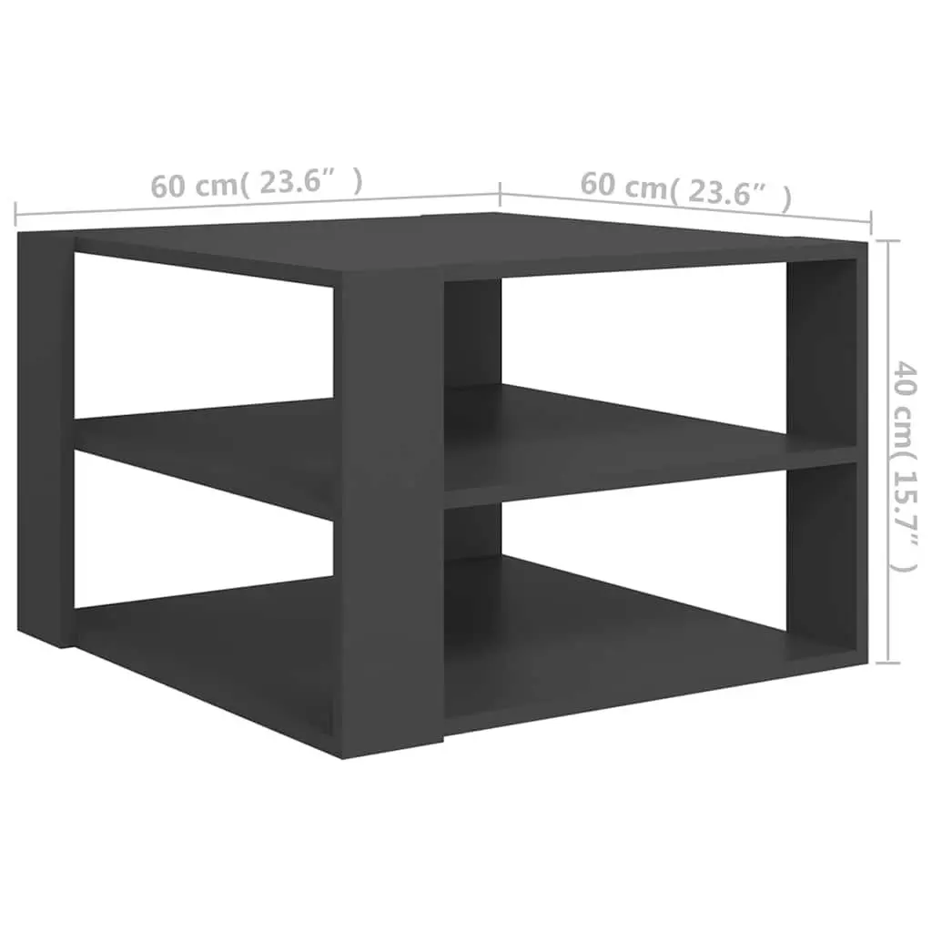 Coffee Table Grey 60x60x40 cm Modern Design Storage Shelf Living Room Furniture