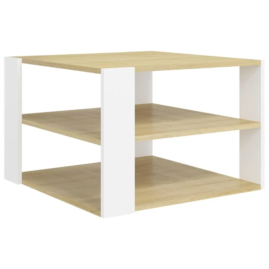 Coffee Table with Storage Shelf Modern Living Room Accent Furniture 60x60x40cm