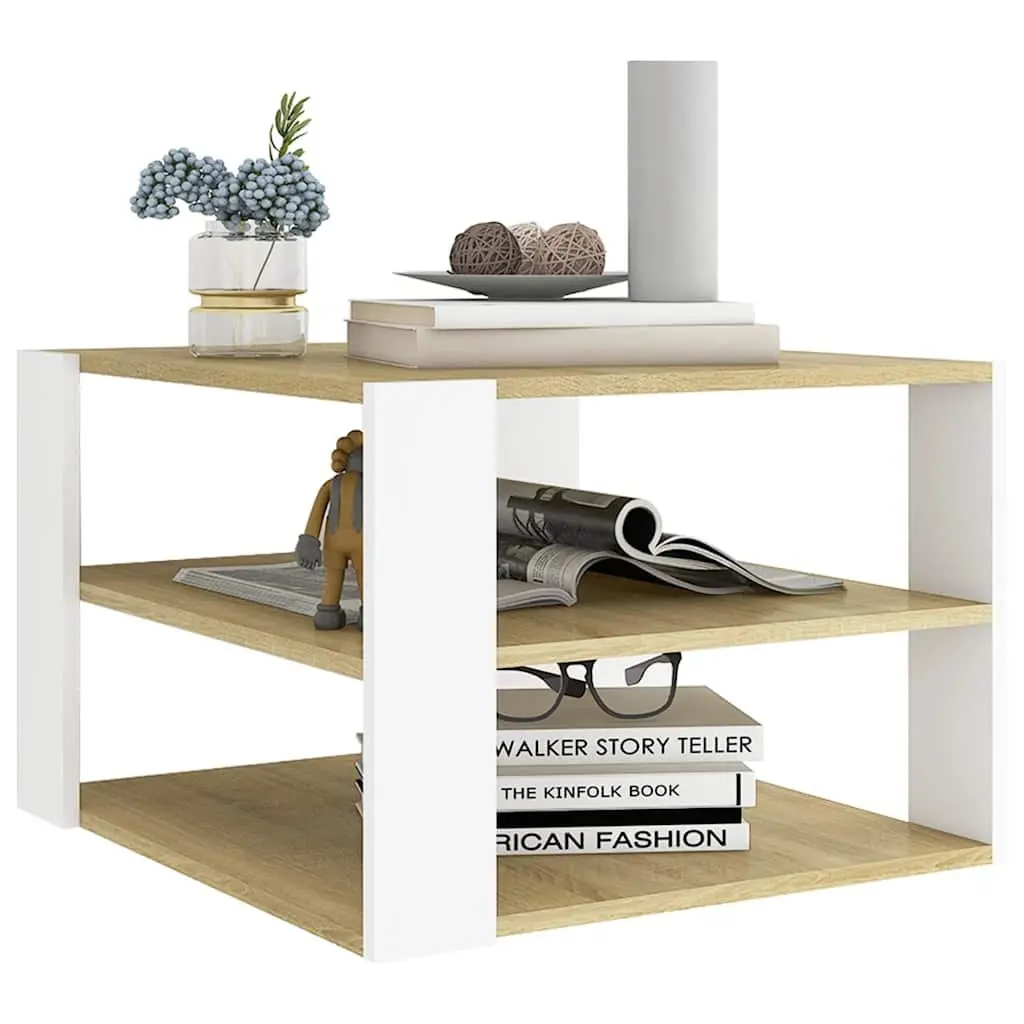 Coffee Table with Storage Shelf Modern Living Room Accent Furniture 60x60x40cm