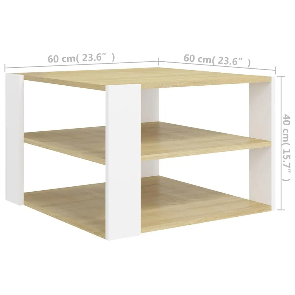 Coffee Table with Storage Shelf Modern Living Room Accent Furniture 60x60x40cm
