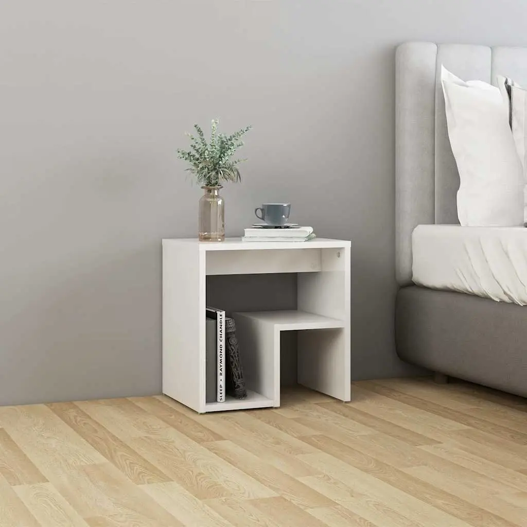Bedside Tables 2 pcs White High Gloss Nightstand Cabinet Storage Shelf Bedroom
