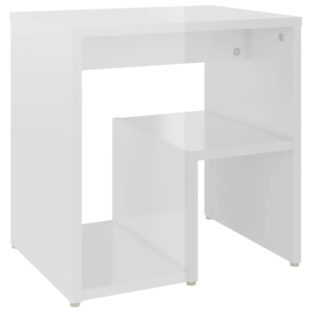 Bedside Tables 2 pcs White High Gloss Nightstand Cabinet Storage Shelf Bedroom