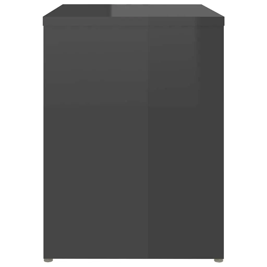 Bedside Tables Grey High Gloss 2 Piece Nightstands with Shelf