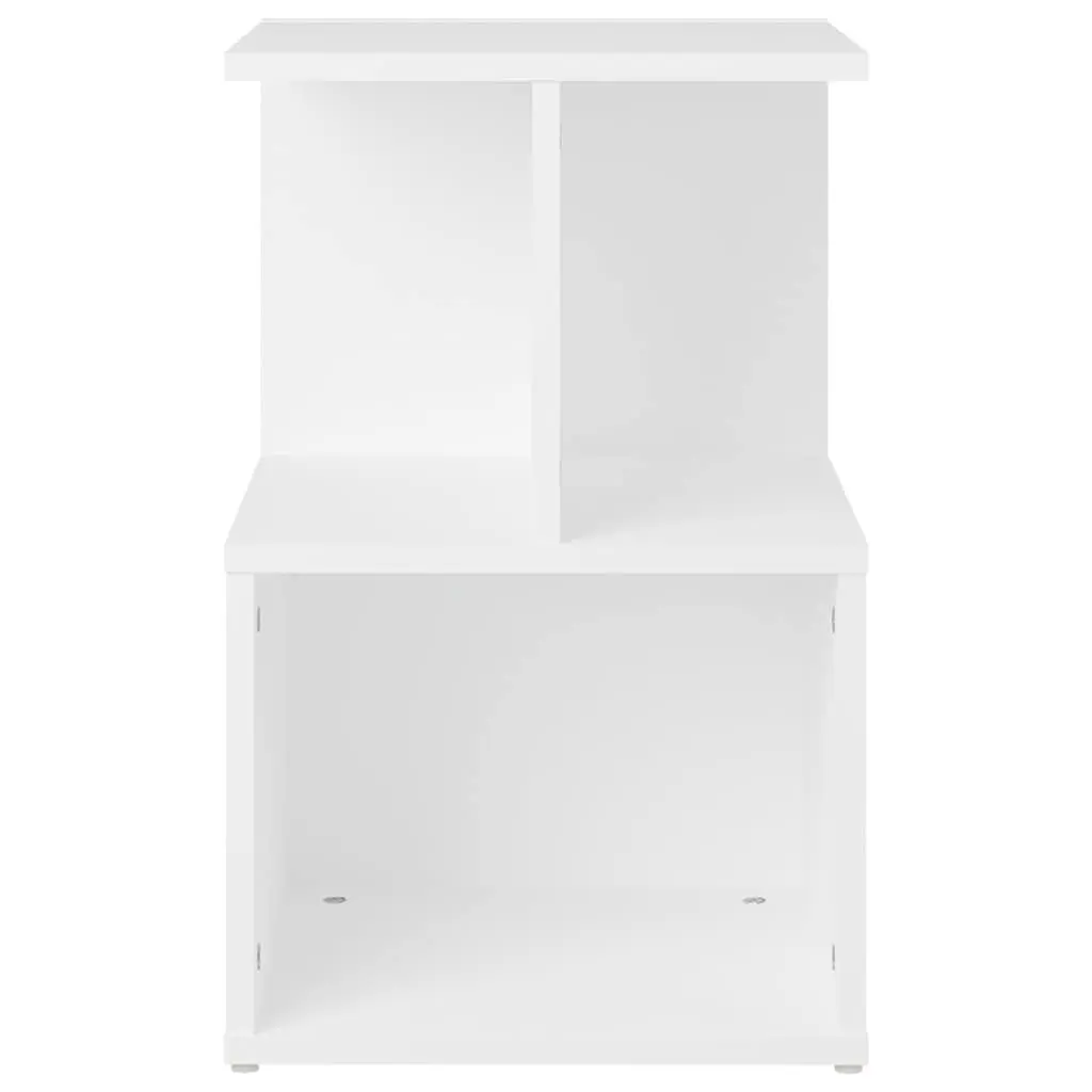 Bedside Cabinet White Open Compartments Nightstand Bedroom Storage Table