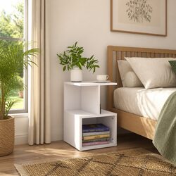 2 Piece Set Bedside Cabinets White 35x35x55 cm