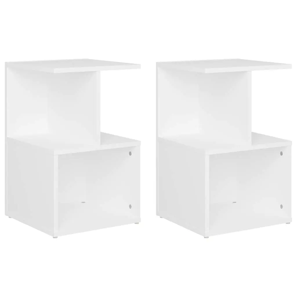 2 Piece Set Bedside Cabinets White 35x35x55 cm