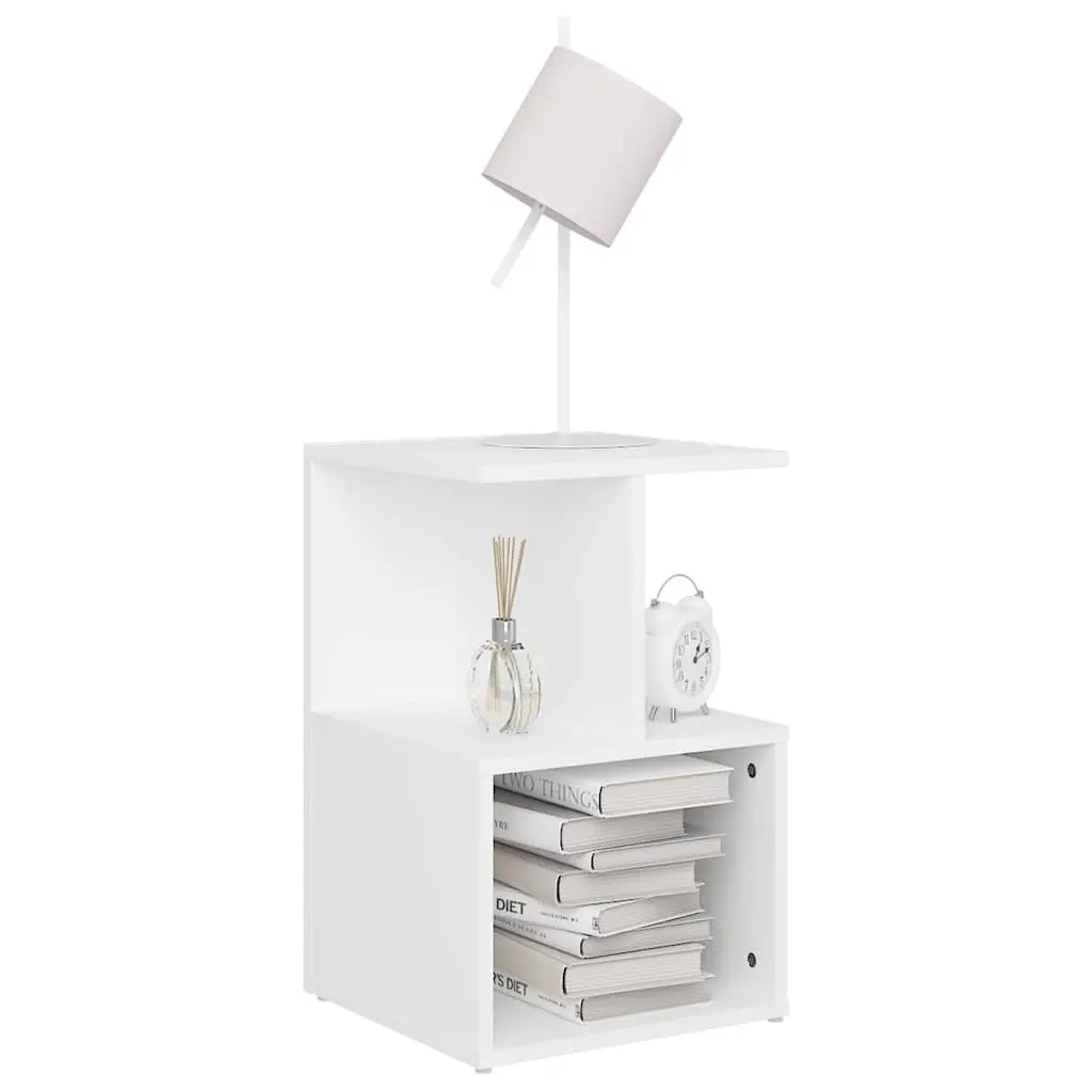 2 Piece Set Bedside Cabinets White 35x35x55 cm