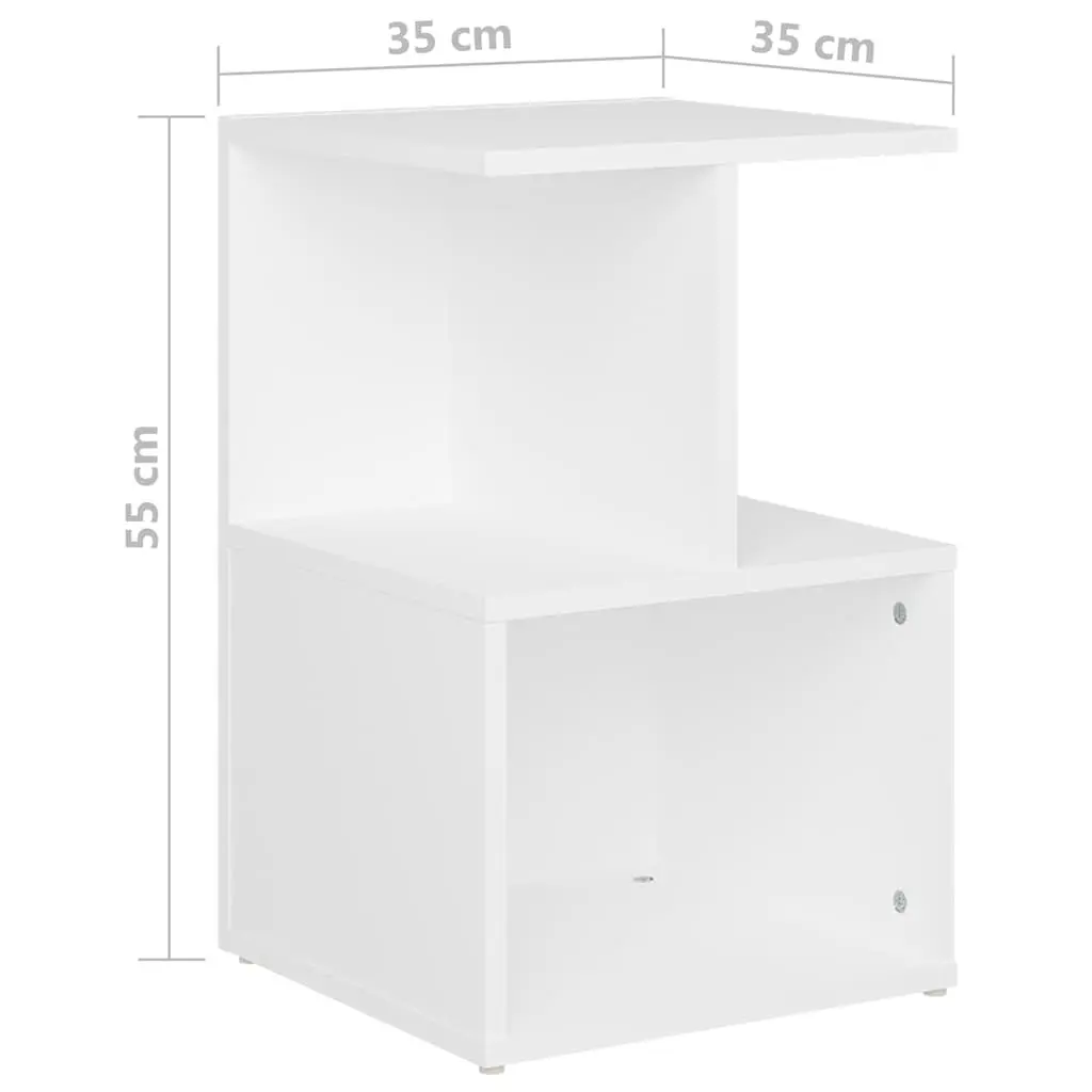 2 Piece Set Bedside Cabinets White 35x35x55 cm