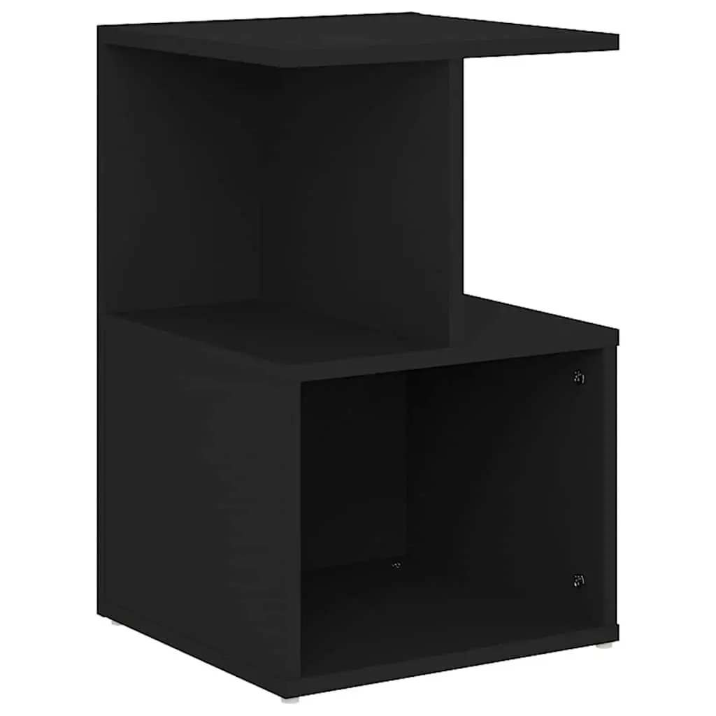 Black Open Compartment Bedside Cabinet