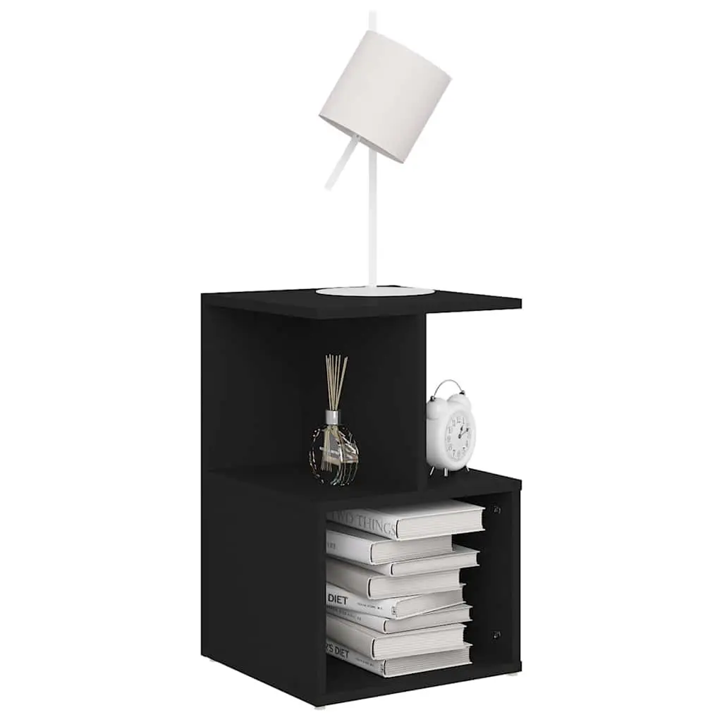 Black Open Compartment Bedside Cabinet