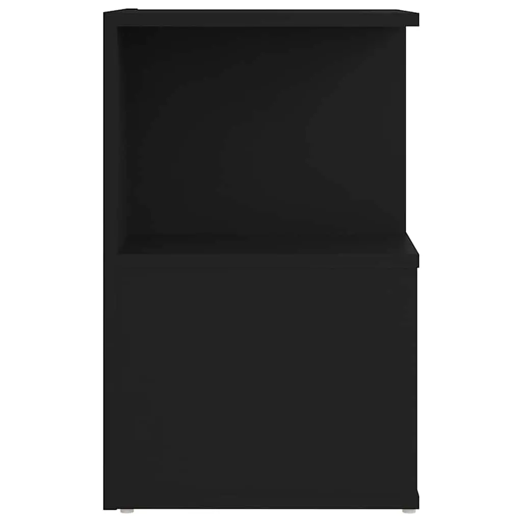 Black Open Compartment Bedside Cabinet