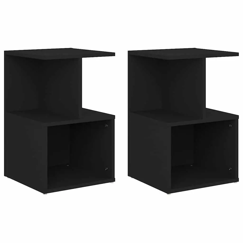 Bedside Cabinets 2 pcs Black 35x35x55 cm Engineered Wood Nightstand Storage
