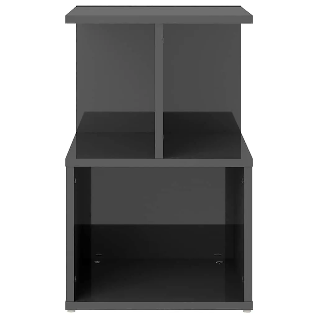 Bedside Cabinets Bedroom Storage 2 Piece High Gloss Grey Nightstand Open Compartment