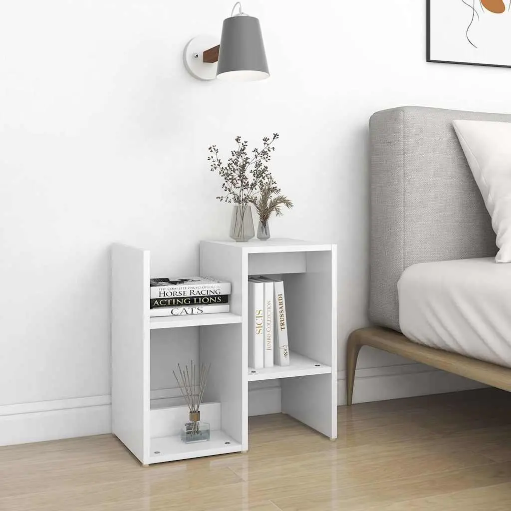 White Bedside Cabinet with Compartments