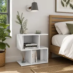 Dimensions-Driven Bedside Cabinet Set 2 pcs White