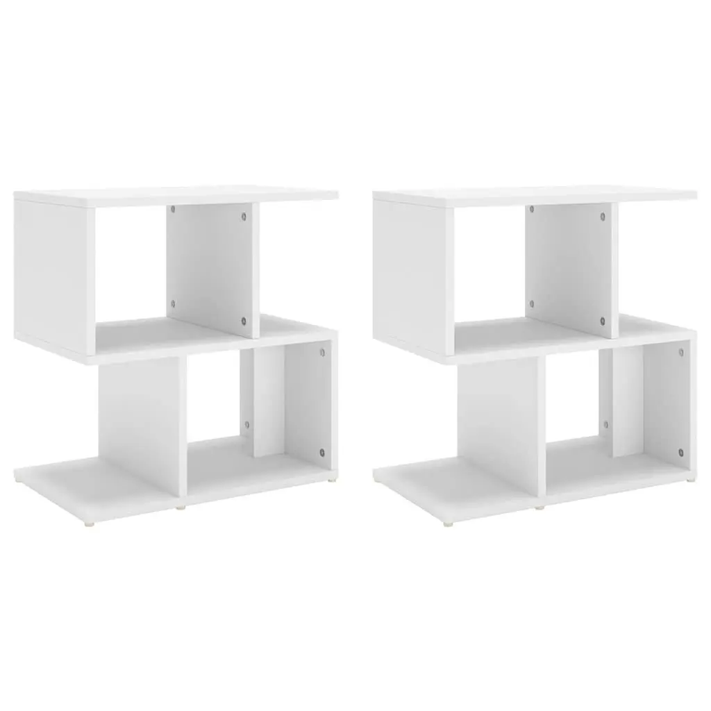 Bedside Cabinet Set 2 pcs White Open Compartment Storage Nightstand Table
