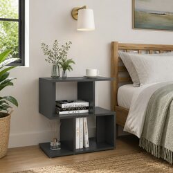 Grey Bedside Cabinet Set Dimensions: 50W x 30D x 51.5H cm