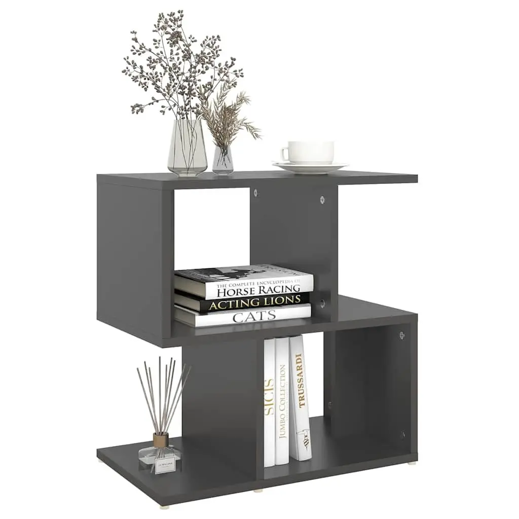 Bedside Cabinet Set 2 Piece Grey Open Compartments Storage Nightstand Furniture