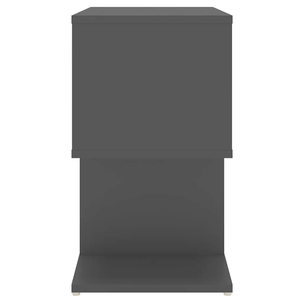 Bedside Cabinet Set 2 Piece Grey Open Compartments Storage Nightstand Furniture