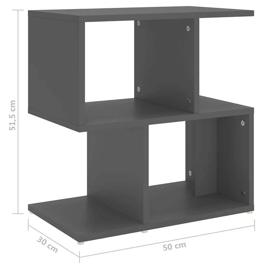 Bedside Cabinet Set 2 Piece Grey Open Compartments Storage Nightstand Furniture