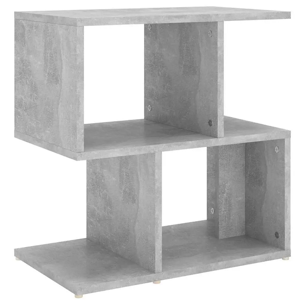 Bedside Cabinet Grey Open Compartments Storage Nightstand Table
