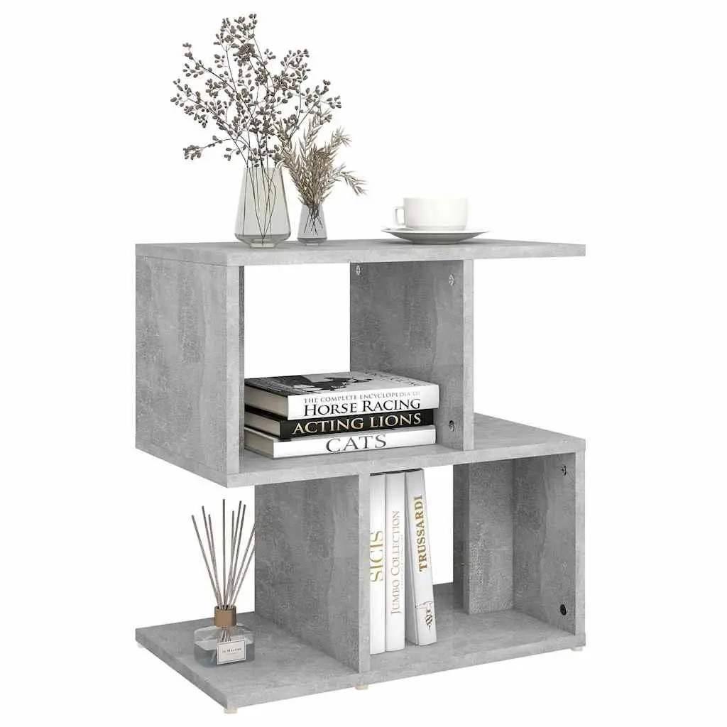 Bedside Cabinet Grey Open Compartments Storage Nightstand Table