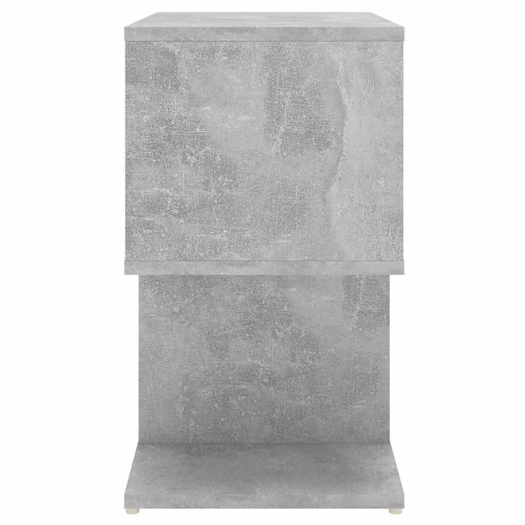 Bedside Cabinet Grey Open Compartments Storage Nightstand Table