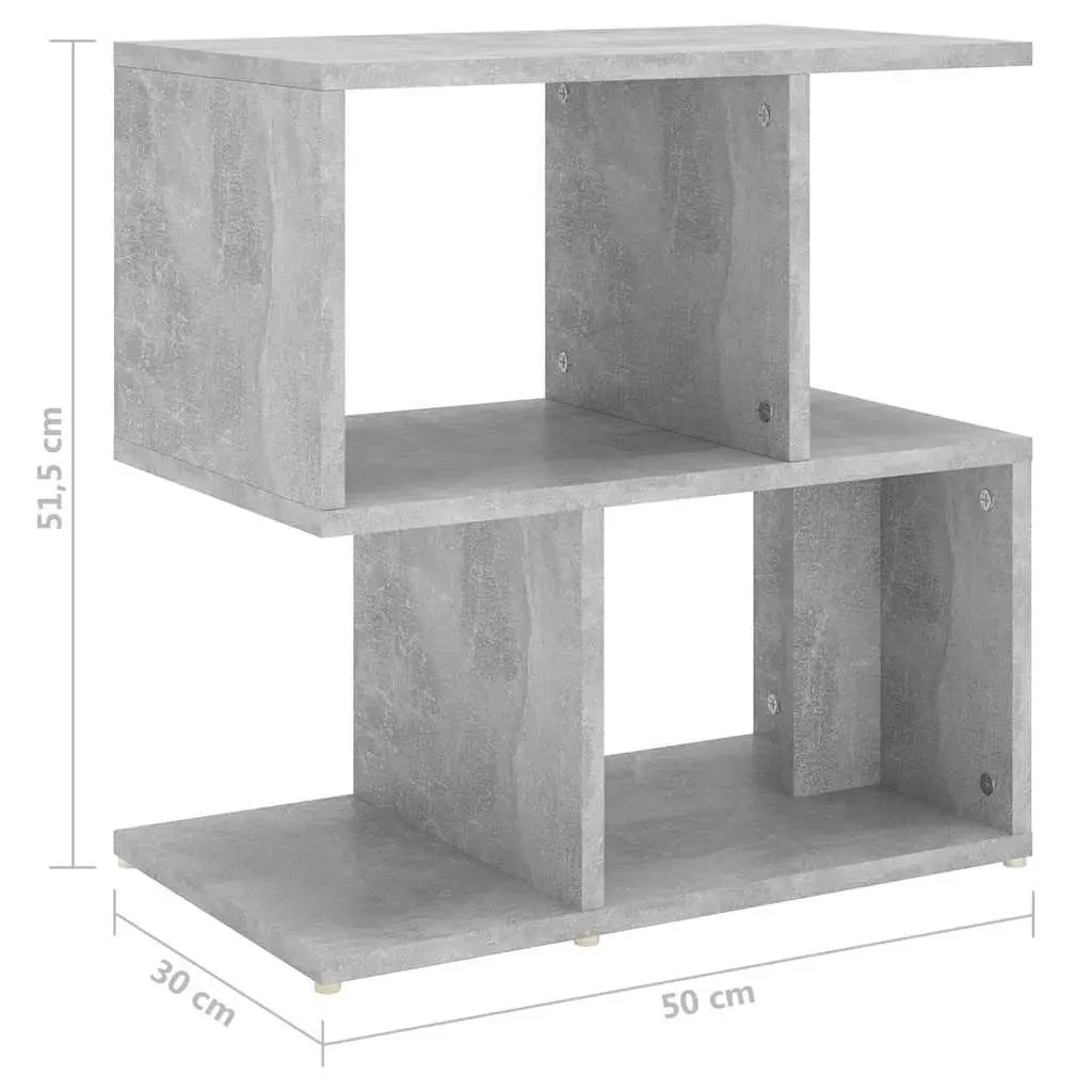 Bedside Cabinet Grey Open Compartments Storage Nightstand Table