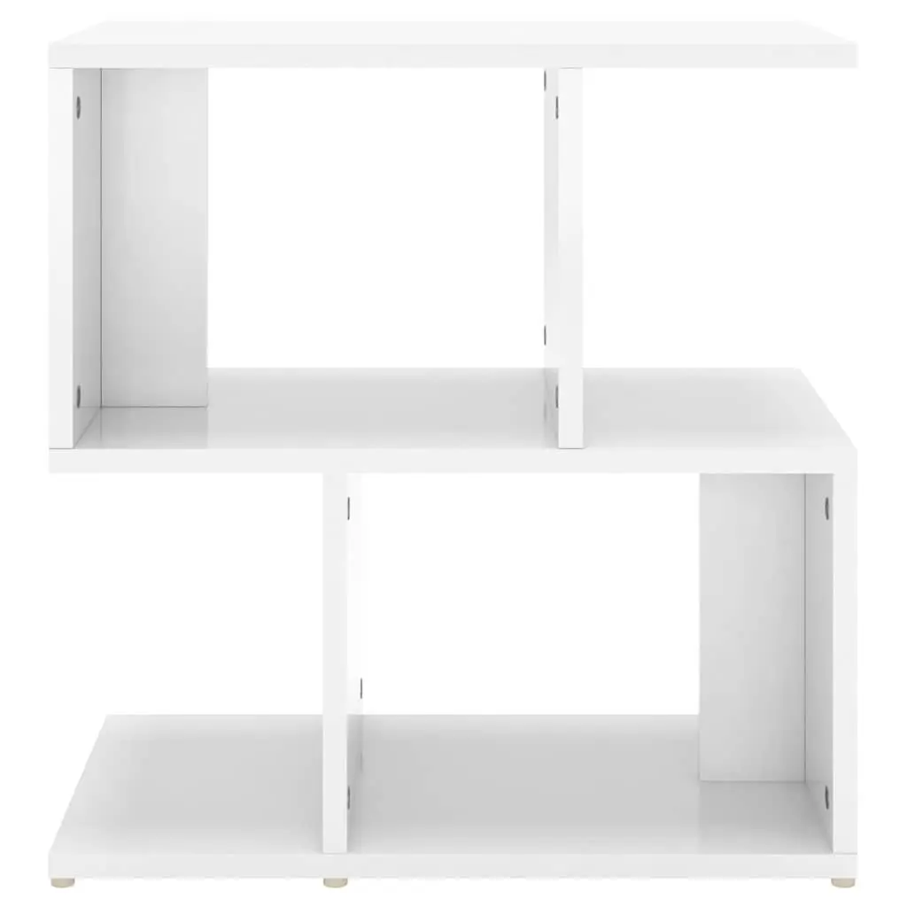 Bedside Cabinet Set 2 pcs White High Gloss Storage Nightstand Open Compartments