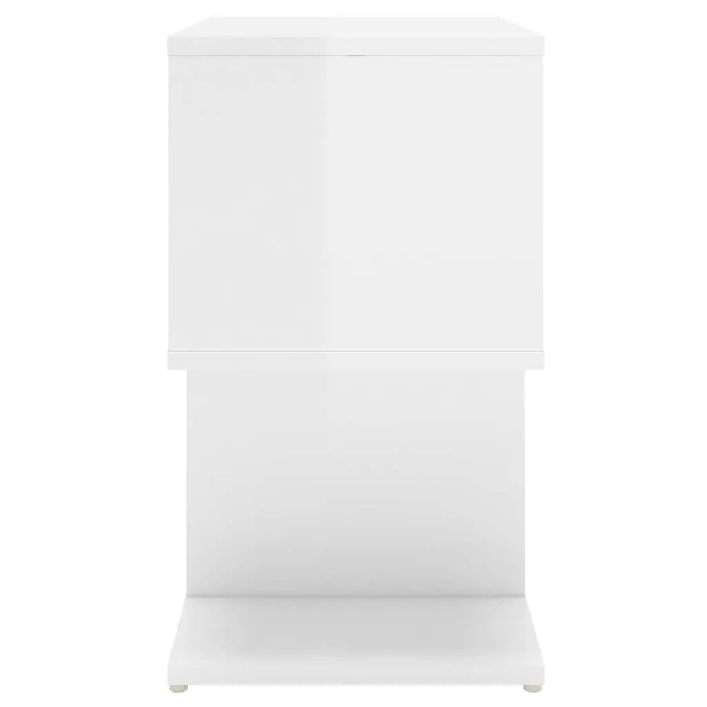 Bedside Cabinet Set 2 pcs White High Gloss Storage Nightstand Open Compartments