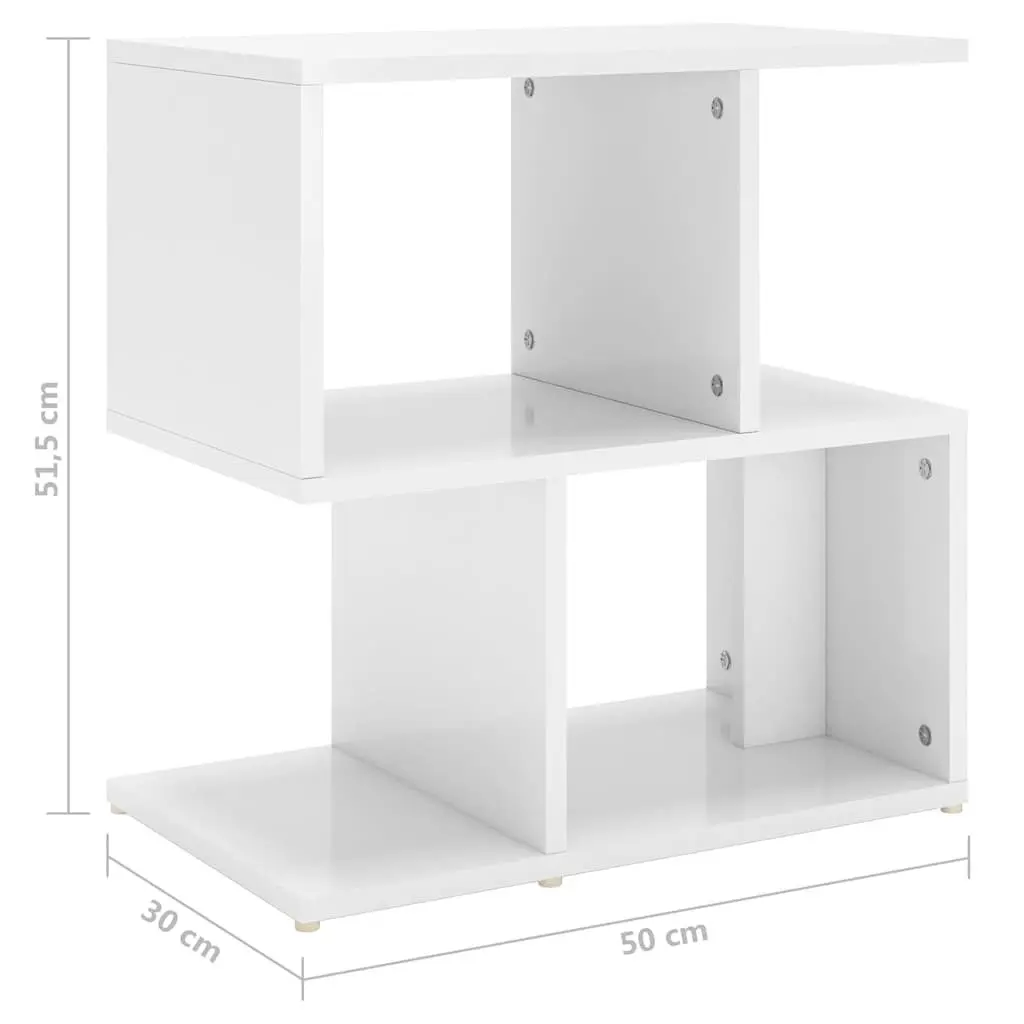 Bedside Cabinet Set 2 pcs White High Gloss Storage Nightstand Open Compartments