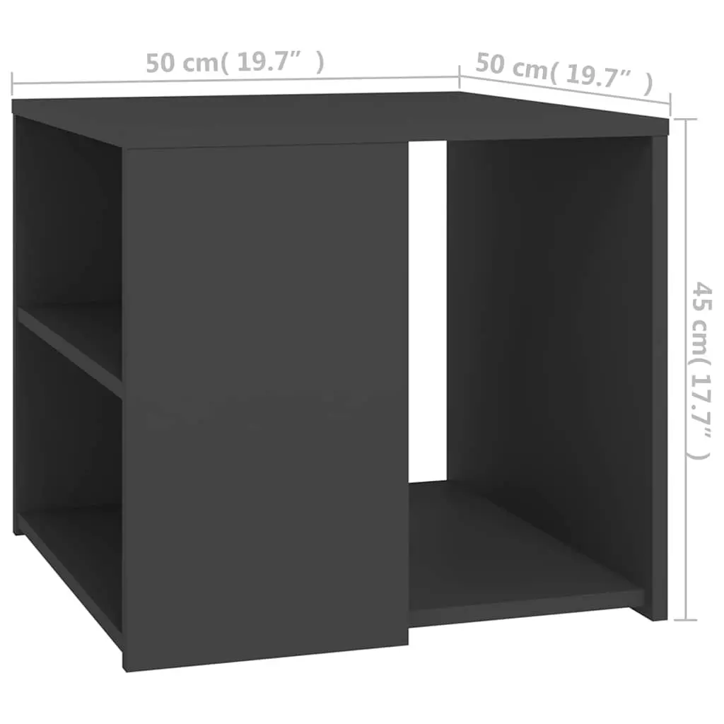 Side Table Grey 50x50x45 cm End Table 3 Shelf Storage Cabinet Accent Furniture