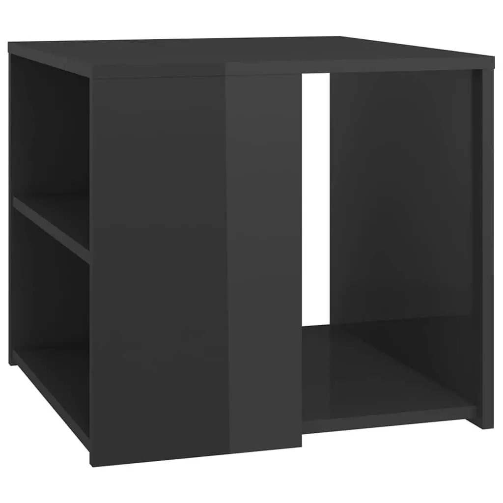 Grey Side Table 50x50x45 cm High Gloss 3 Shelf Storage End Table Cabinet