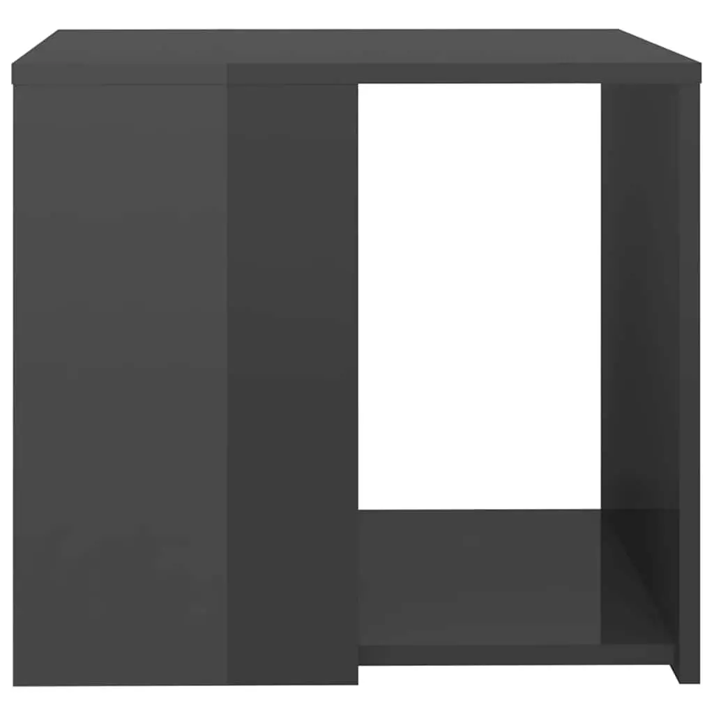 Grey Side Table 50x50x45 cm High Gloss 3 Shelf Storage End Table Cabinet