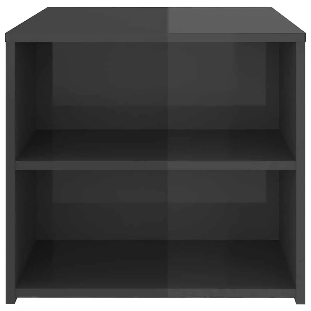 Grey Side Table 50x50x45 cm High Gloss 3 Shelf Storage End Table Cabinet