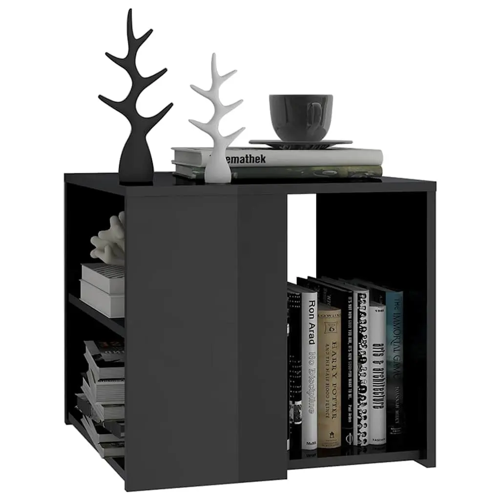 Grey Side Table 50x50x45 cm High Gloss 3 Shelf Storage End Table Cabinet
