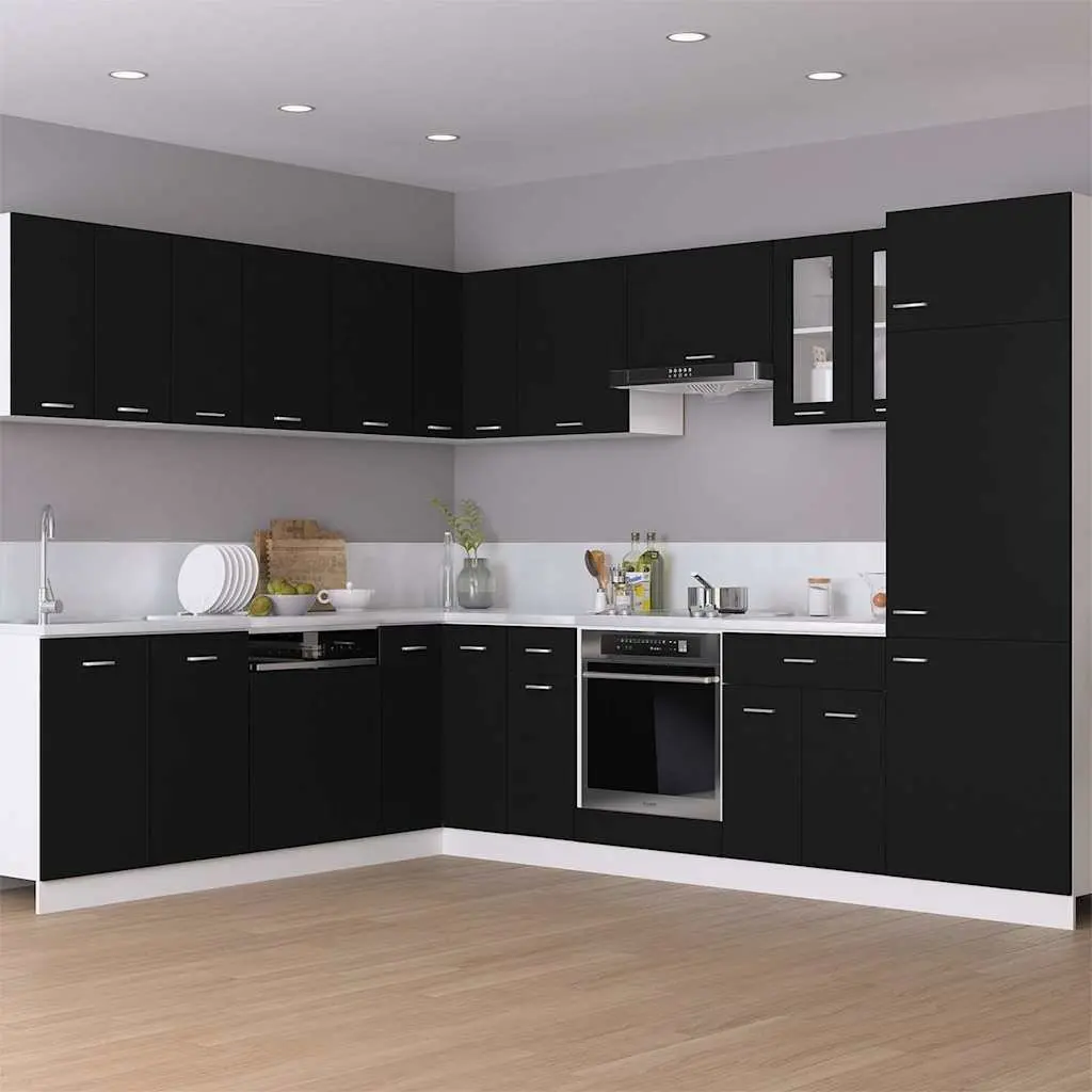 Hanging Corner Kitchen Cabinet Black Storage Unit 57 x 57 x 60 cm