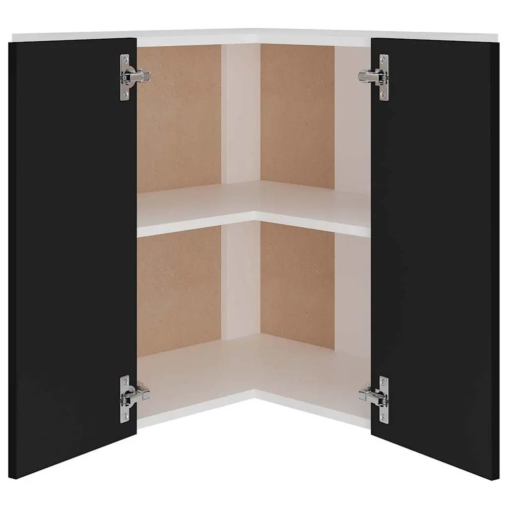 Hanging Corner Kitchen Cabinet Black Storage Unit 57 x 57 x 60 cm