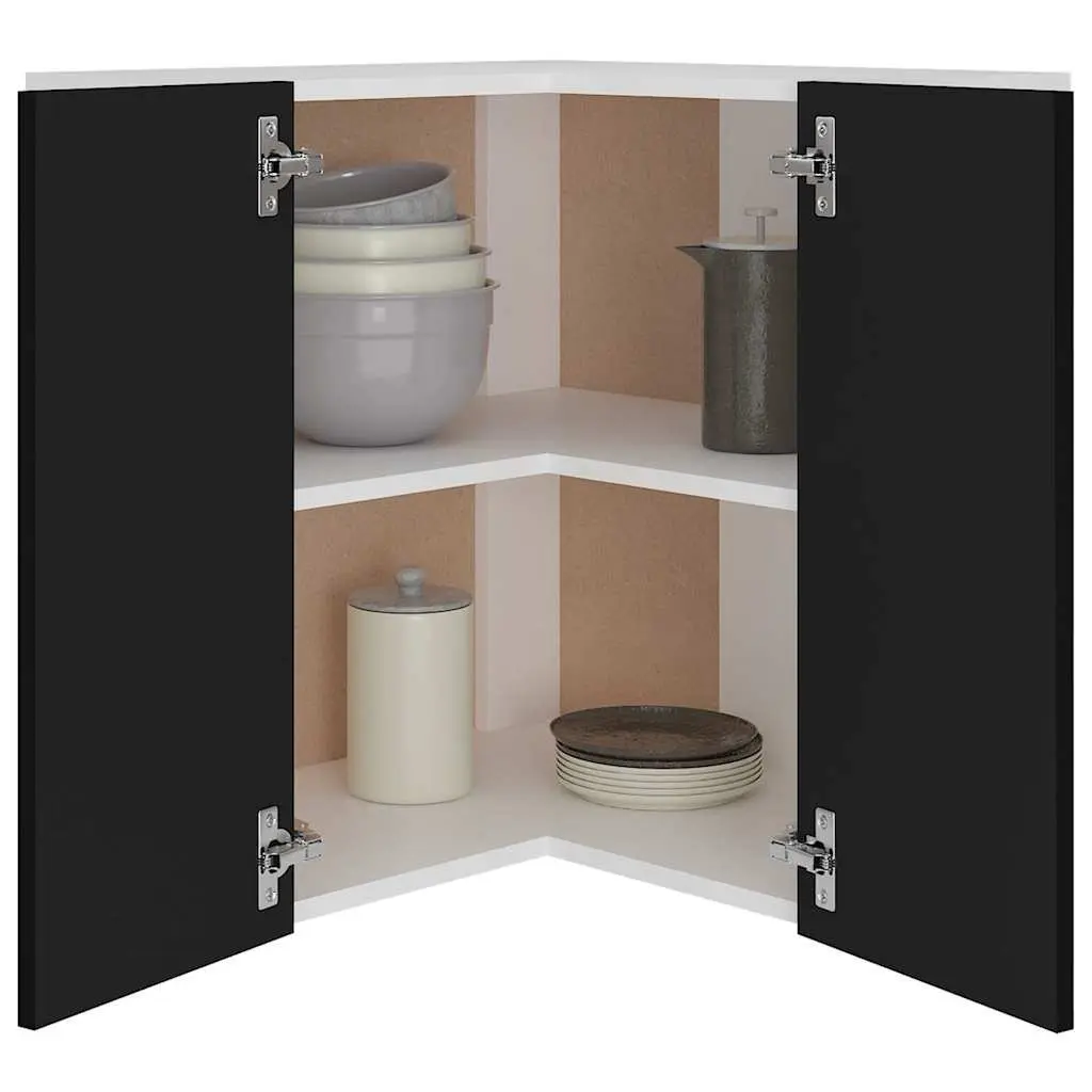 Hanging Corner Kitchen Cabinet Black Storage Unit 57 x 57 x 60 cm