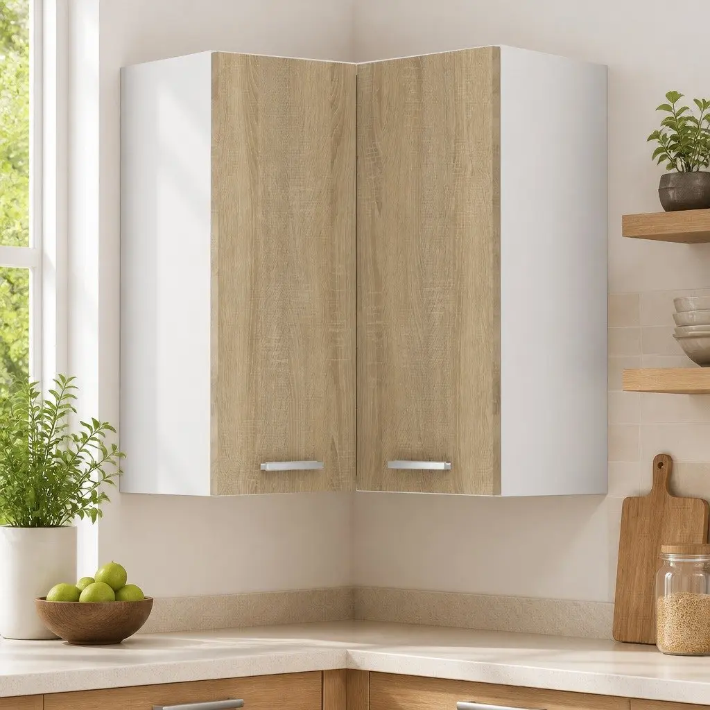 Hanging Corner Kitchen Cabinet Storage for Kitchen 57 x 57 x 60 cm Brown
