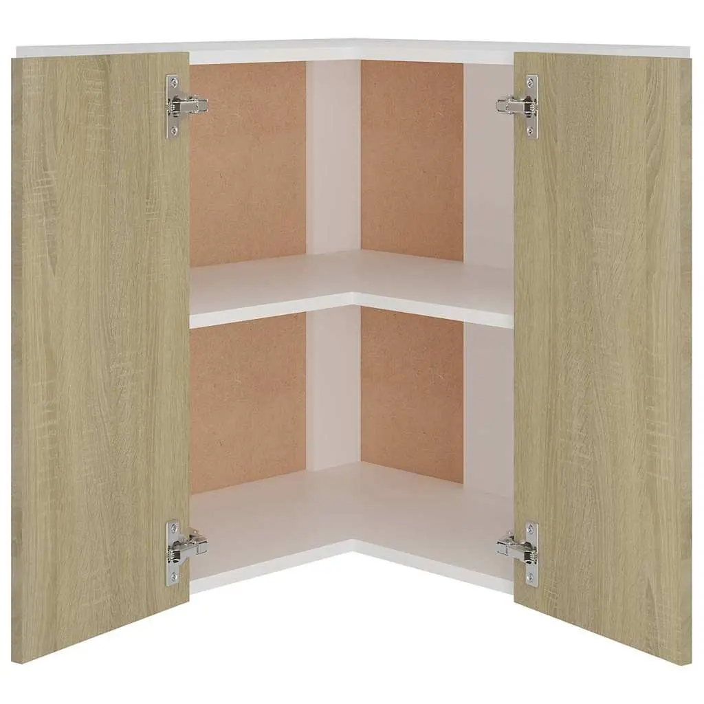 Hanging Corner Kitchen Cabinet Storage for Kitchen 57 x 57 x 60 cm Brown