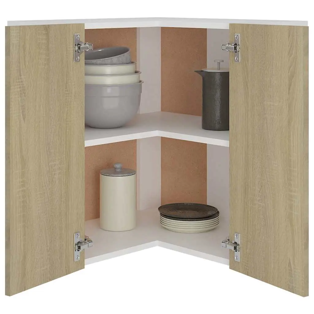 Hanging Corner Kitchen Cabinet Storage for Kitchen 57 x 57 x 60 cm Brown