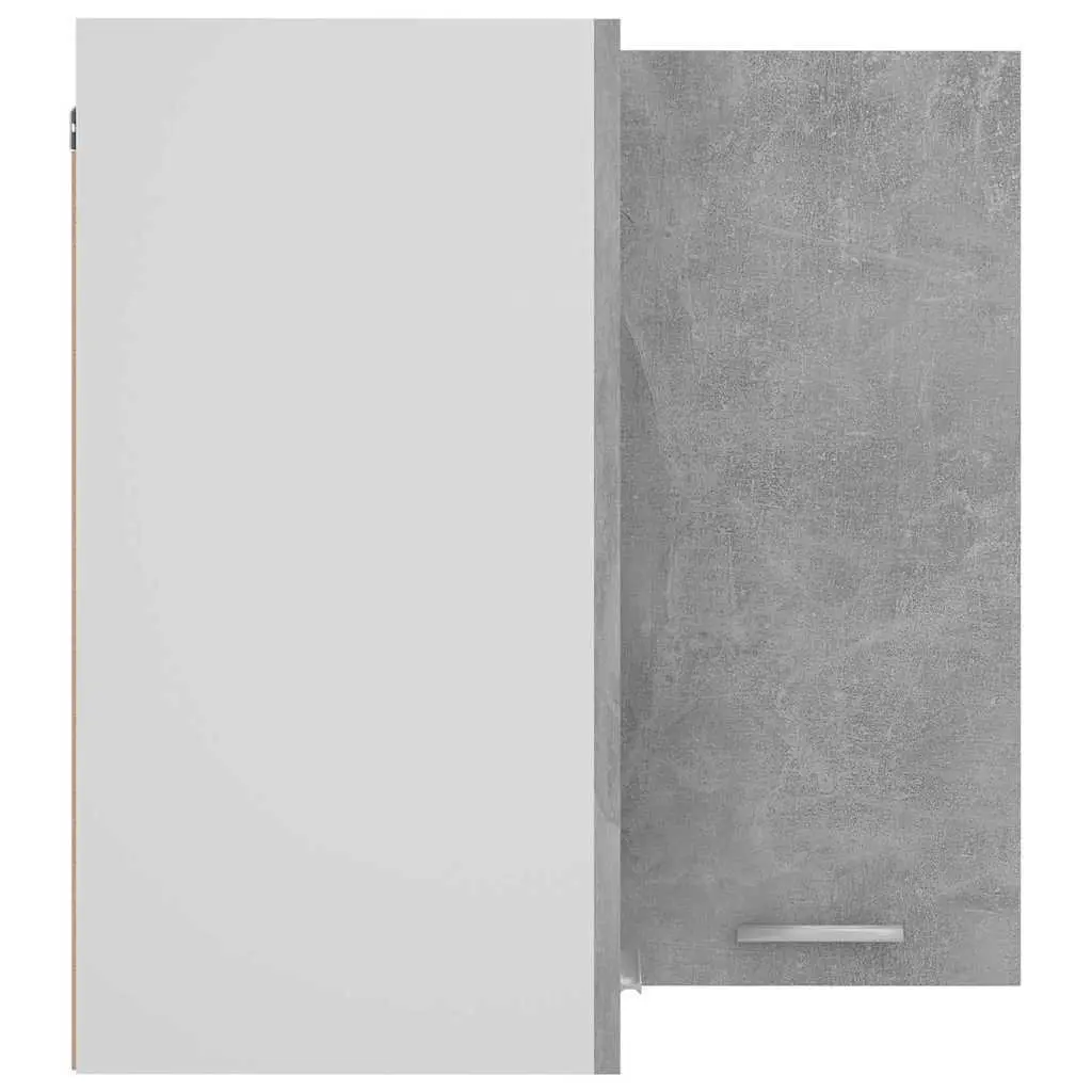 Grey Corner Cabinet Wall Mounted Storage Unit with Two Doors and Two Shelves for Kitchen Use