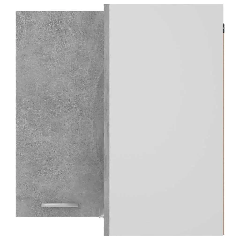 Grey Corner Cabinet Wall Mounted Storage Unit with Two Doors and Two Shelves for Kitchen Use