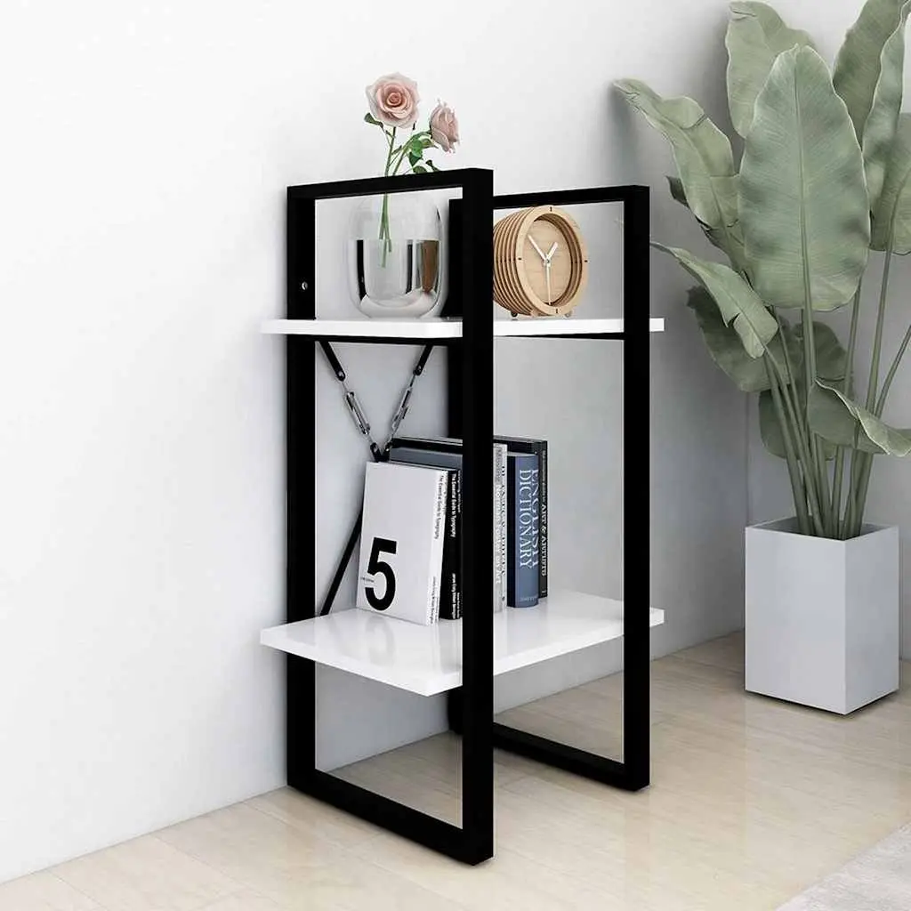2-Tier Book Cabinet White 40x30x70 cm Storage Shelving Unit Bookcase Display