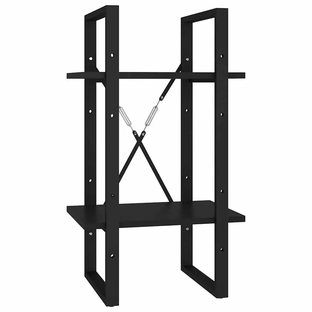 2-Tier Black Book Cabinet with Engineered Wood
