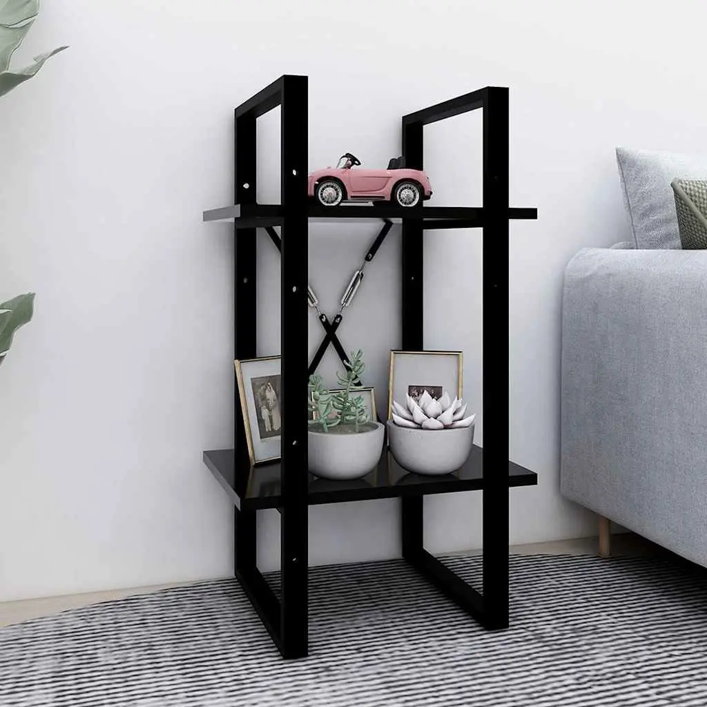 2-Tier Black Book Cabinet with Engineered Wood