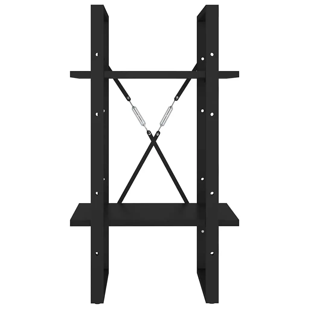 2-Tier Black Book Cabinet with Engineered Wood