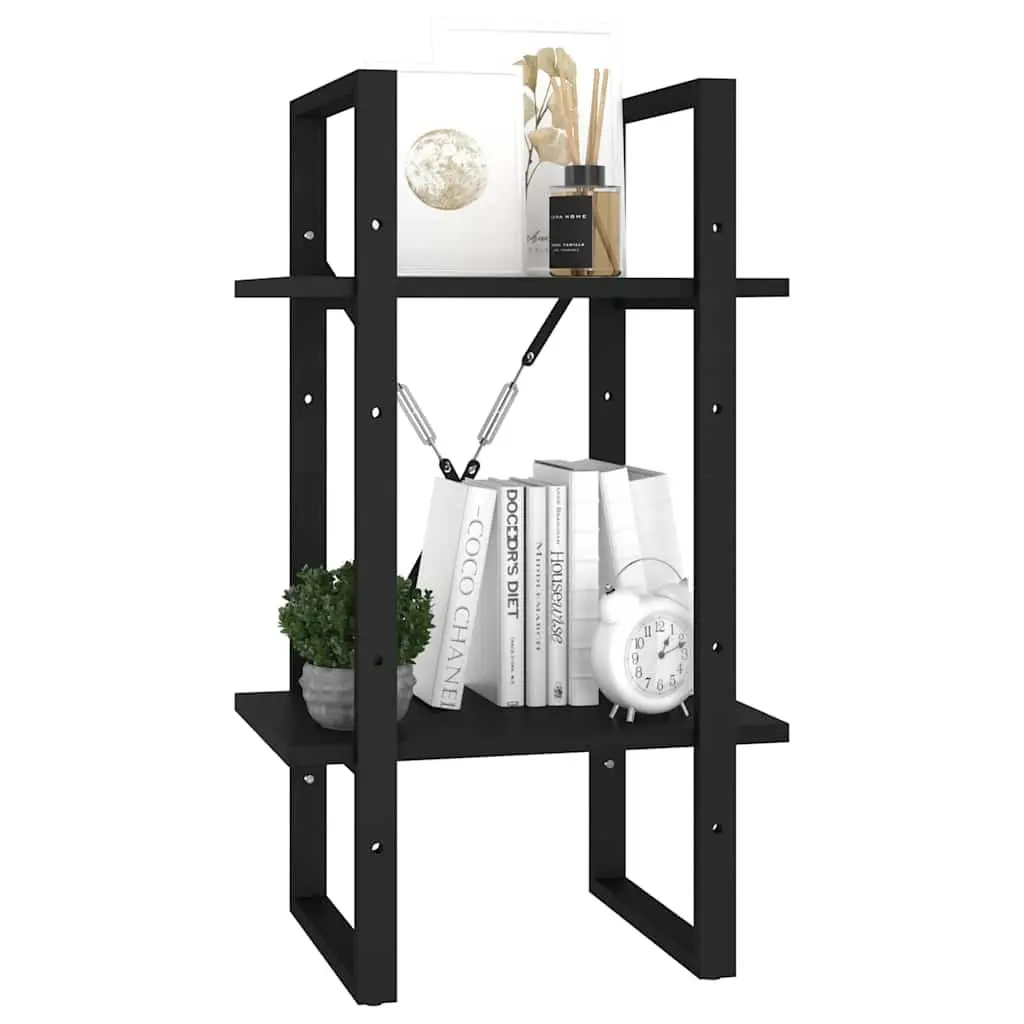 2-Tier Black Book Cabinet with Engineered Wood