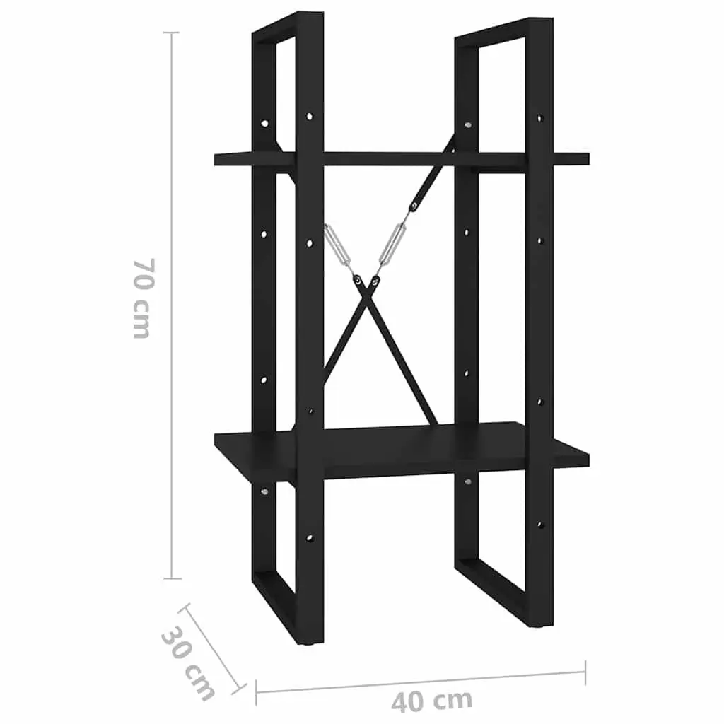 2-Tier Black Book Cabinet with Engineered Wood